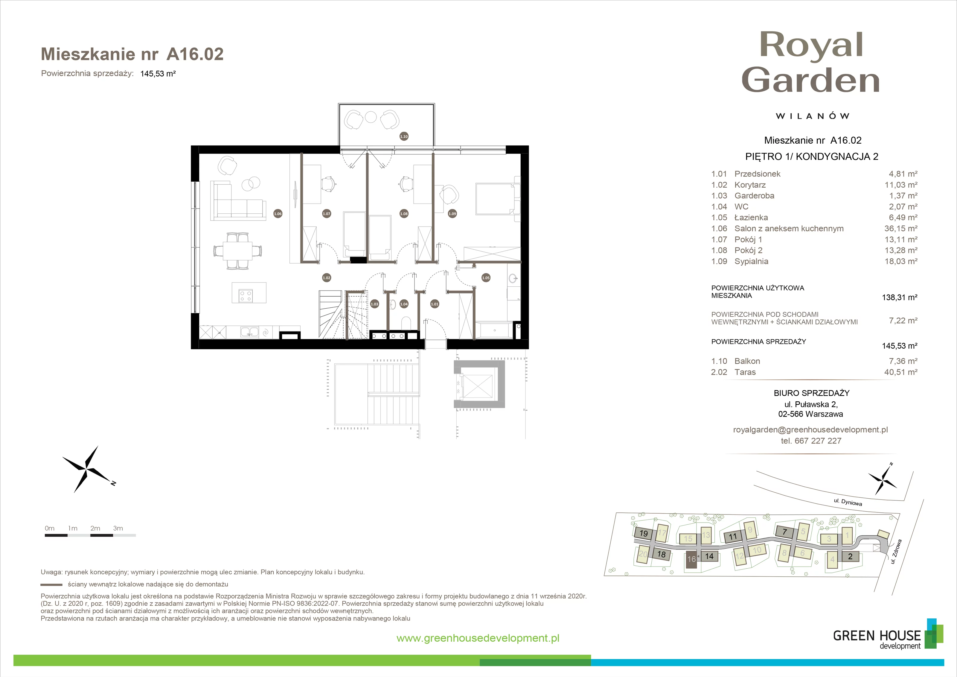 Dom i rezydencja 138,31 m², oferta nr A16.02, Royal Garden Wilanów, apartamenty w zabudowie jednorodzinnej, Warszawa, Wilanów, Błonia Wilanowskie, ul. Zdrowa