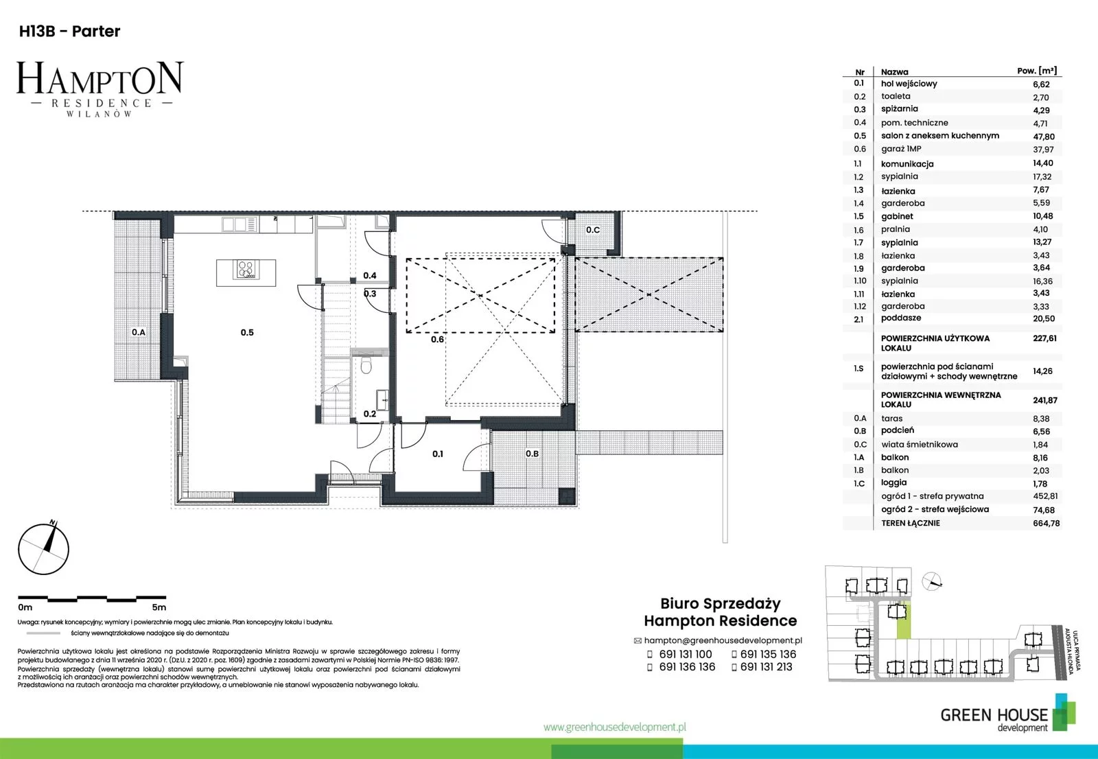 Dom i rezydencja 228,35 m², oferta nr H13B, Hampton Residence Wilanów, Warszawa, Wilanów, Błonia Wilanowskie, ul. Hlonda