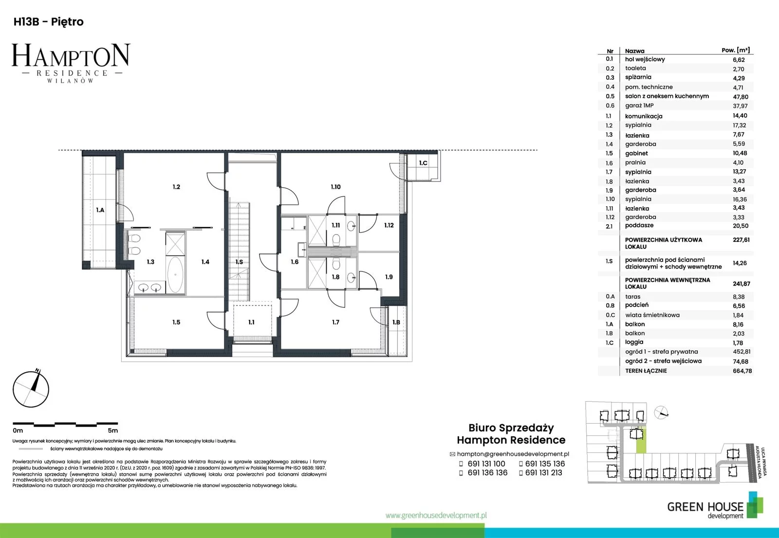 Dom i rezydencja 228,35 m², oferta nr H13B, Hampton Residence Wilanów, Warszawa, Wilanów, Błonia Wilanowskie, ul. Hlonda