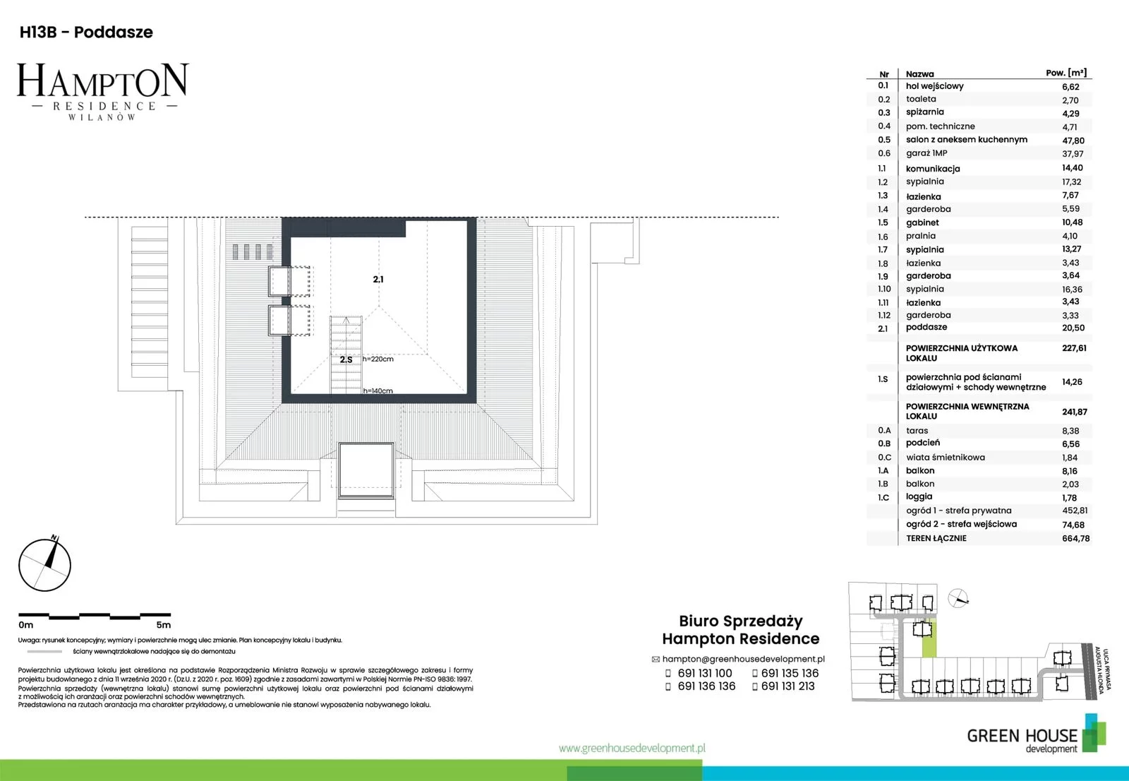 Dom i rezydencja 228,35 m², oferta nr H13B, Hampton Residence Wilanów, Warszawa, Wilanów, Błonia Wilanowskie, ul. Hlonda