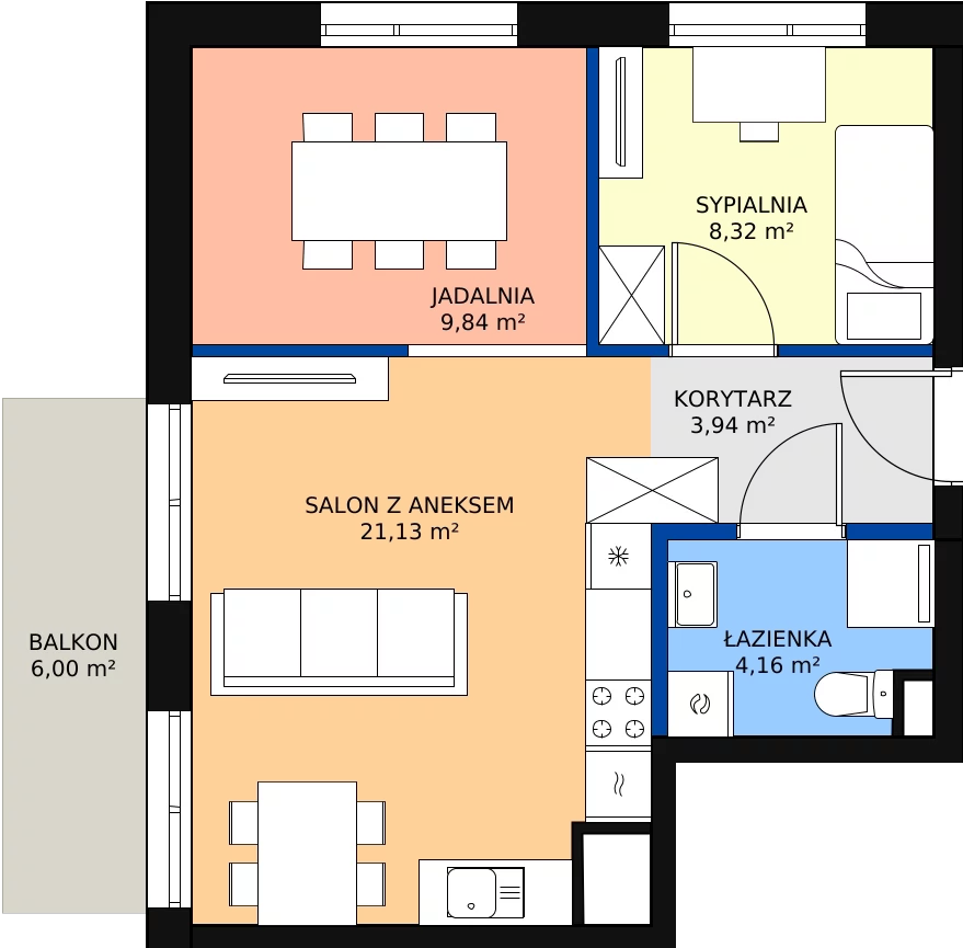 Zalety mieszkania 47.62 m², M.01