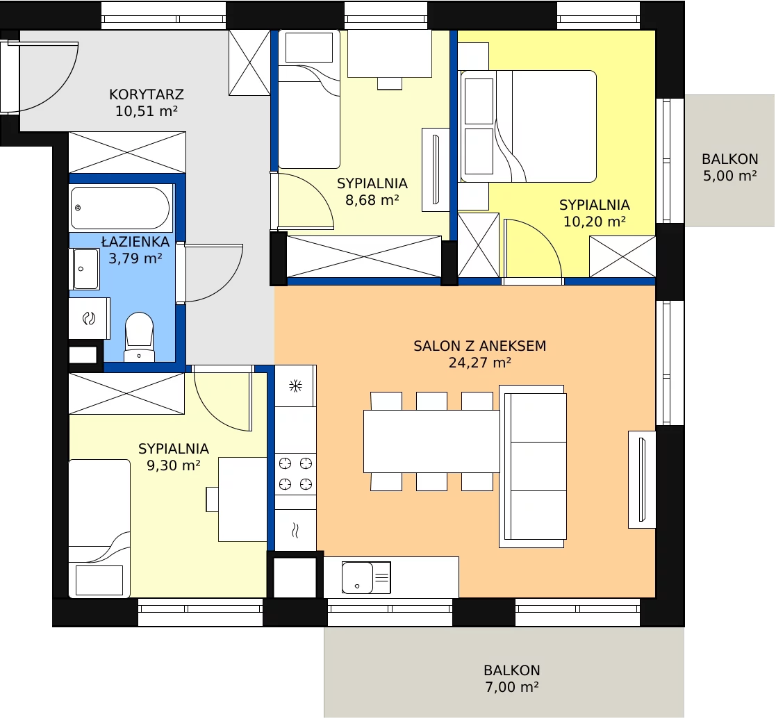 Zalety mieszkania 66.75 m², M.07