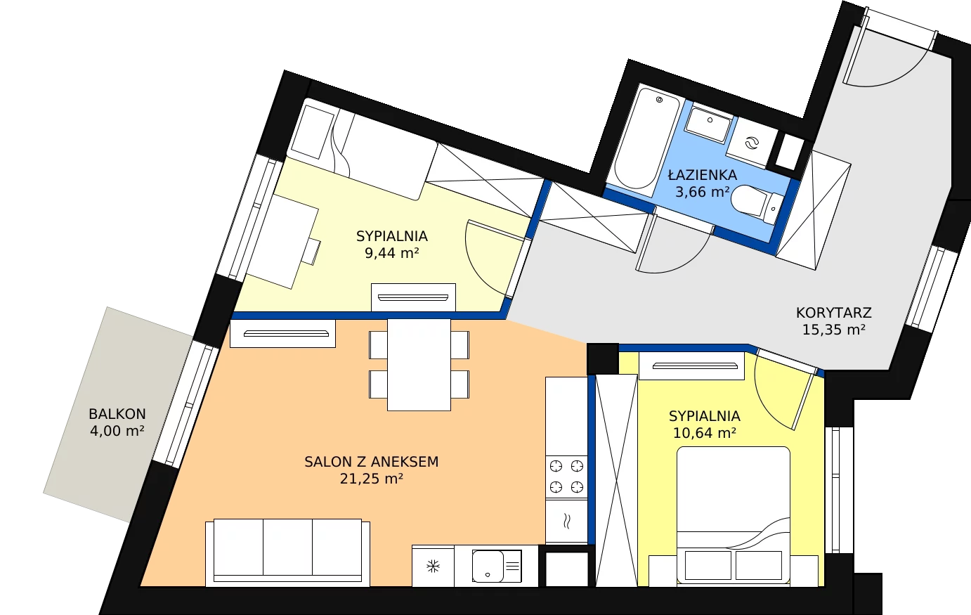 Zalety mieszkania 60.34 m², M.08
