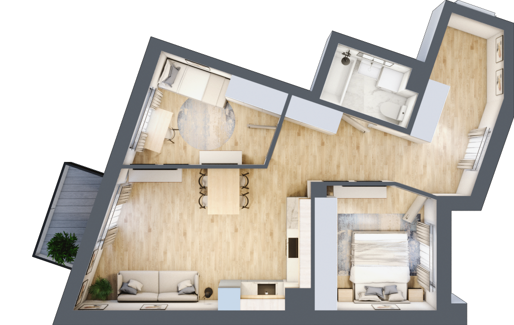Mieszkanie 60,34 m², piętro 2, oferta nr M.08, Nowa Pólnica, Gdańsk, Jasień, ul. Pólnicy