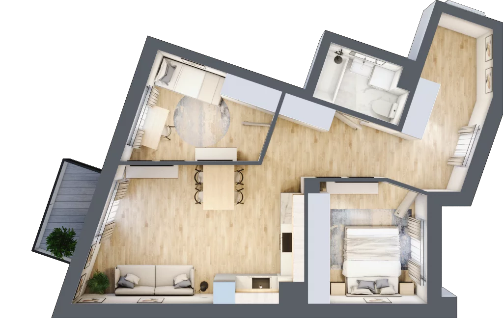 3 pokoje, mieszkanie 60,34 m², piętro 2, oferta nr M.08, Nowa Pólnica, Gdańsk, Jasień, ul. Pólnicy