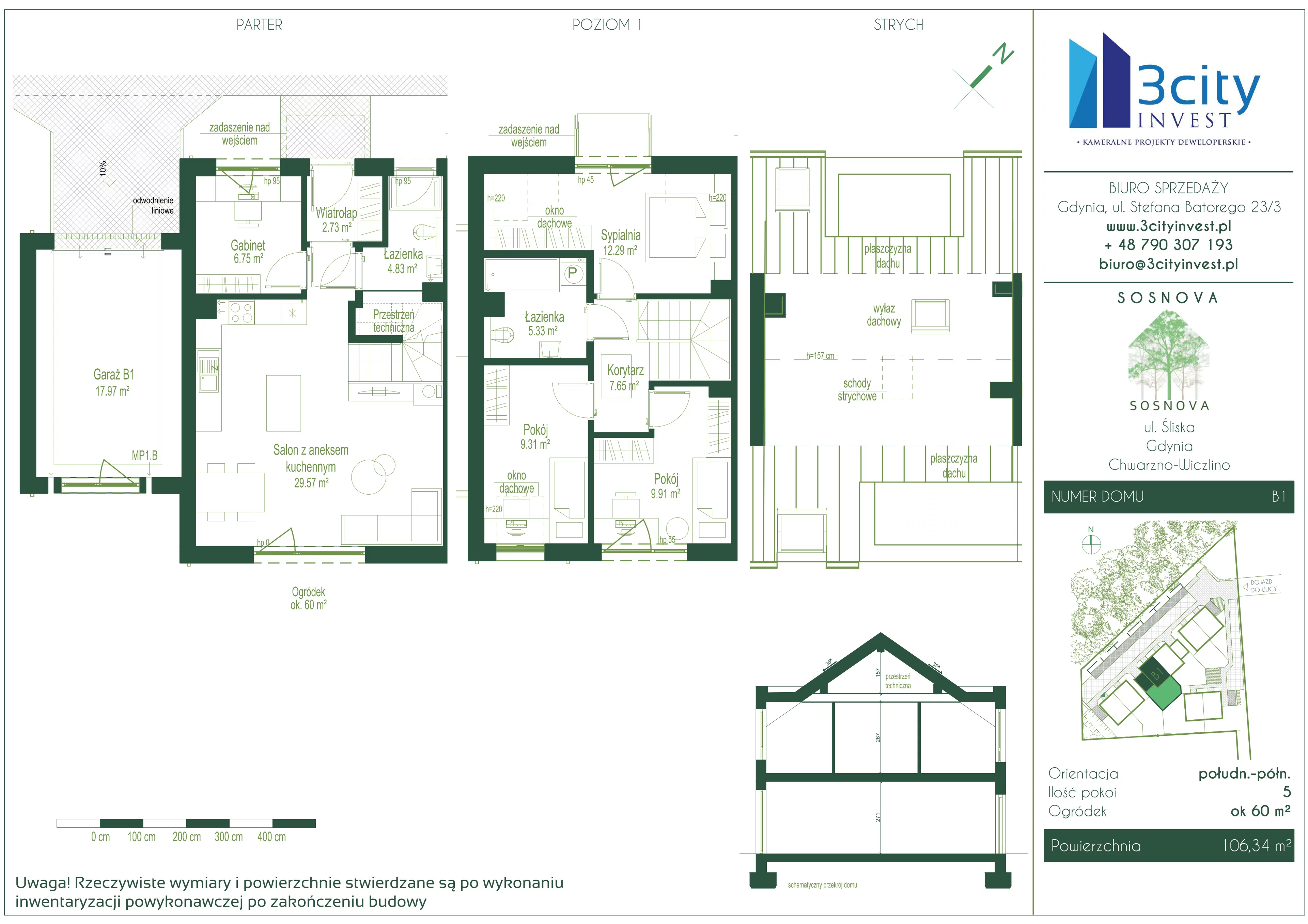 Dom 106,34 m², oferta nr B1, Sosnova, Gdynia, Chwarzno-Wiczlino, ul. Śliska