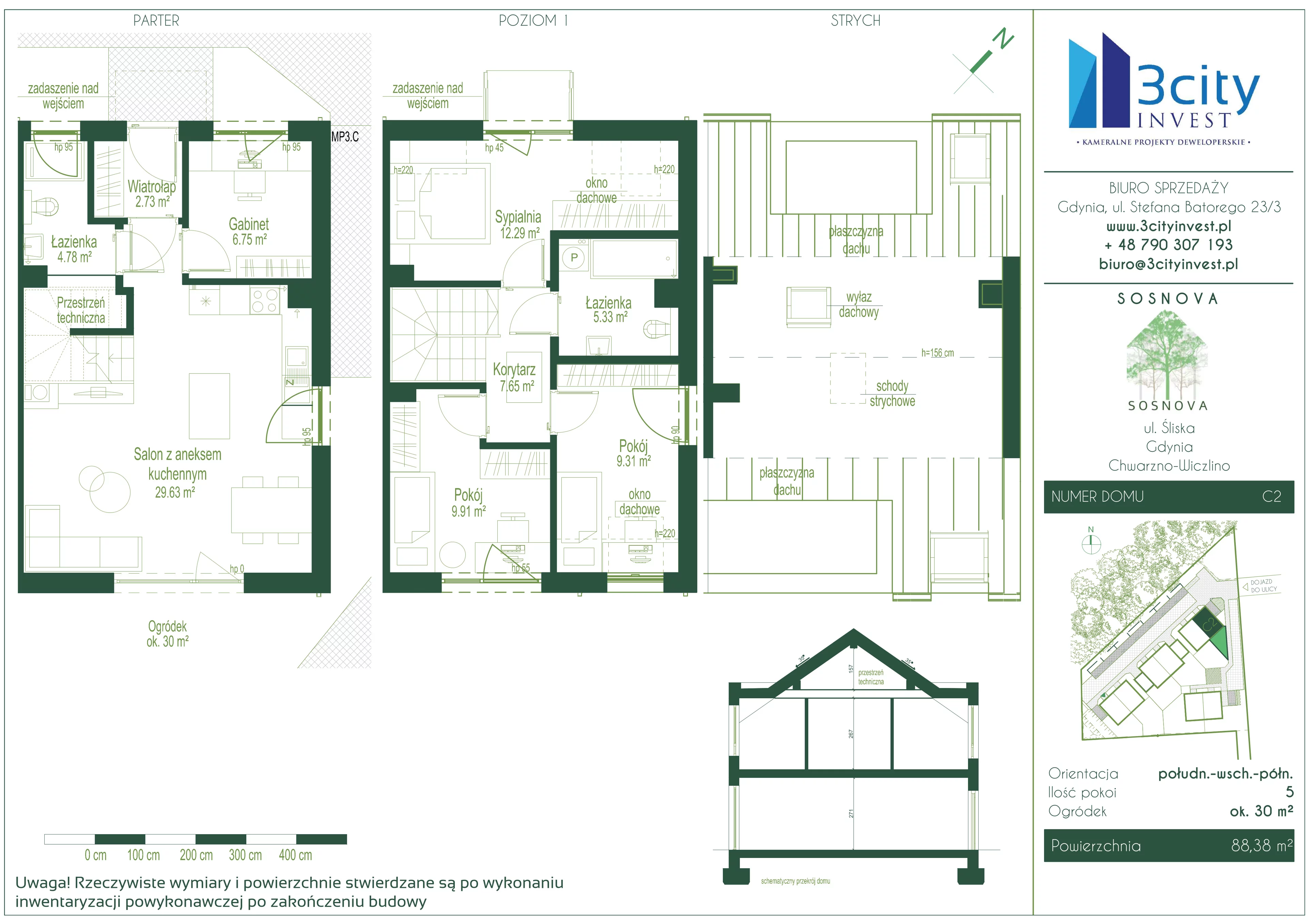 Dom 88,38 m², oferta nr C2, Sosnova, Gdynia, Chwarzno-Wiczlino, ul. Śliska