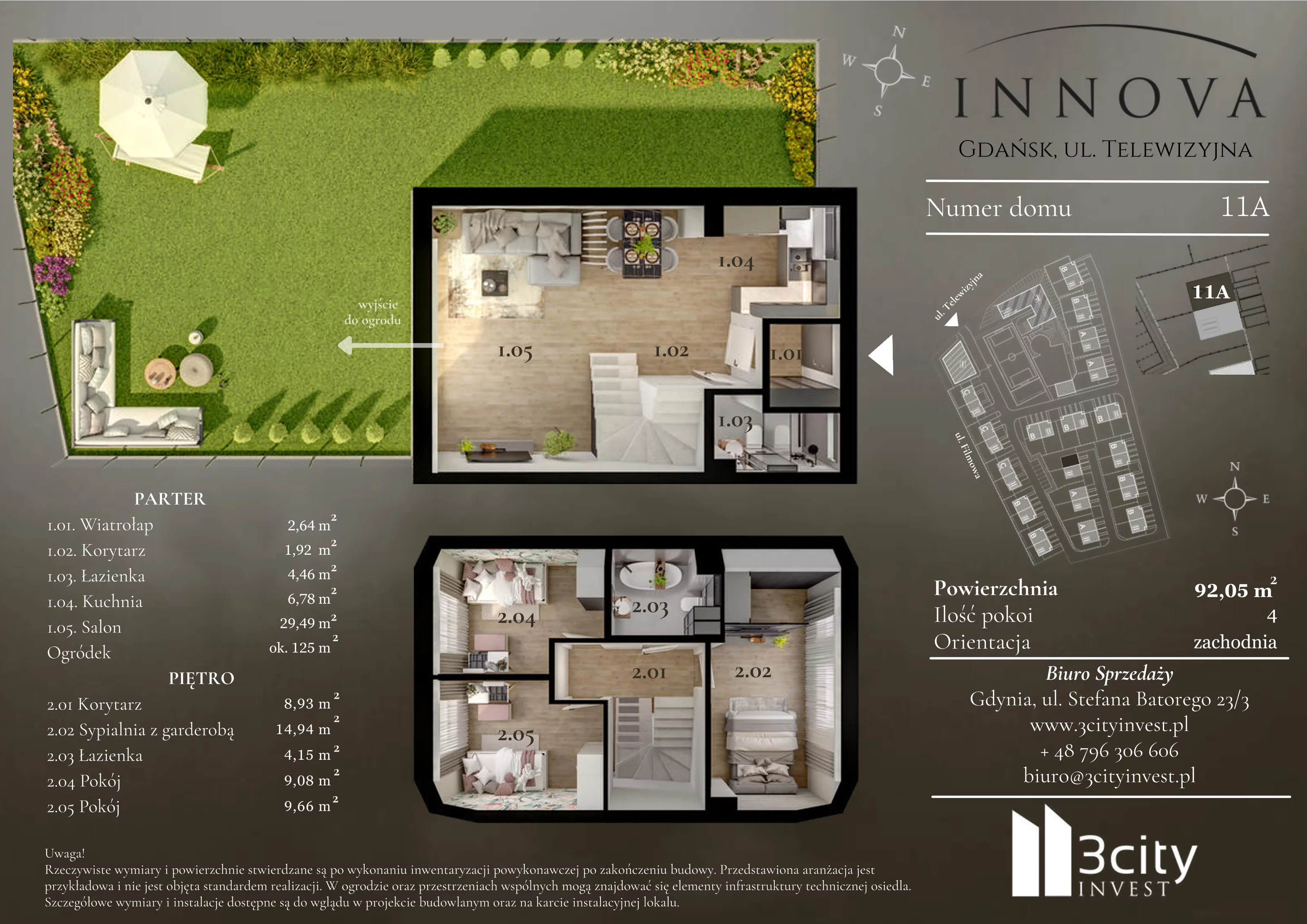 4 pokoje, mieszkanie 92,05 m², parter, oferta nr 11a, Innova, Gdańsk, Matarnia, ul. Telewizyjna
