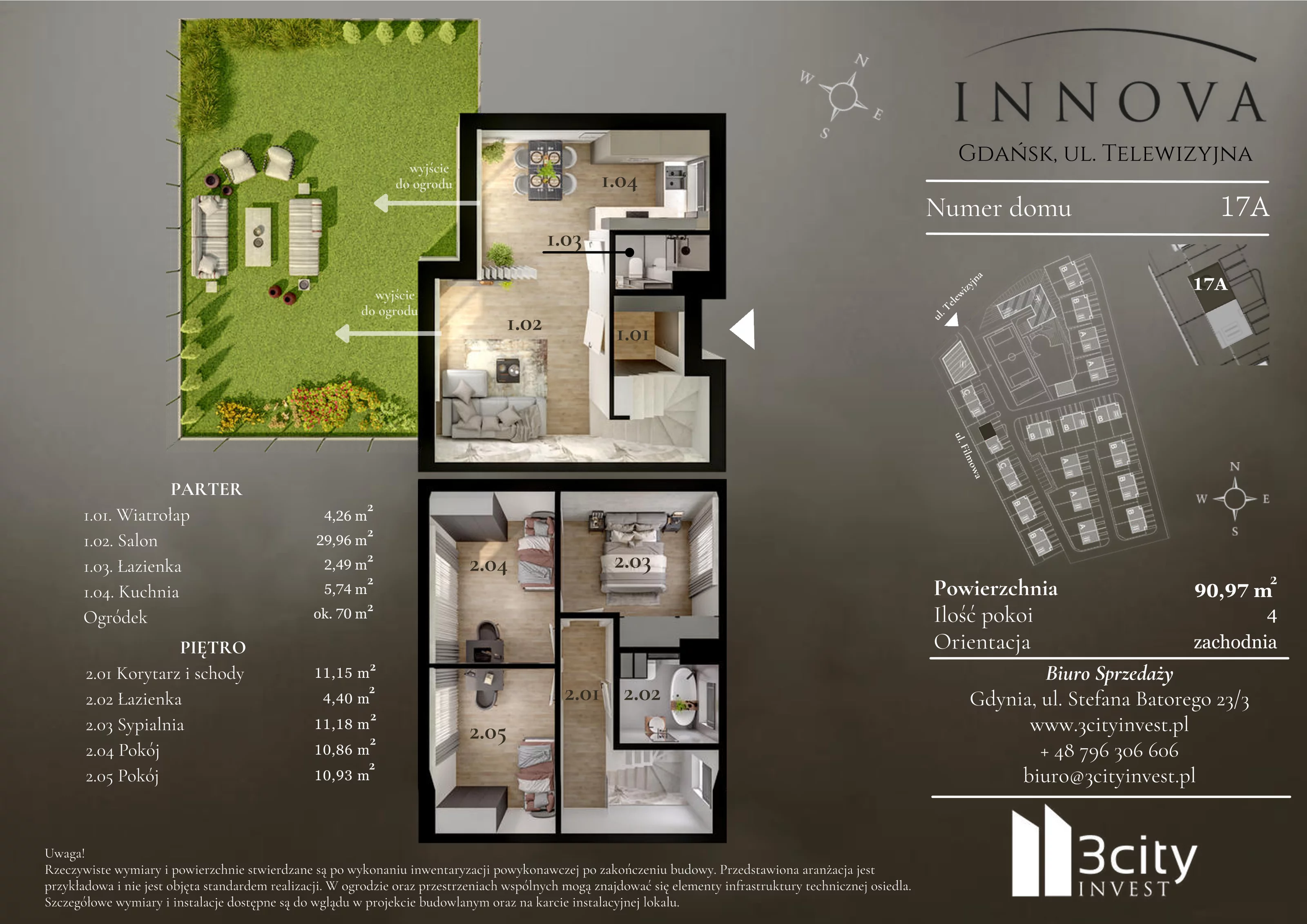 4 pokoje, mieszkanie 90,97 m², parter, oferta nr 17a, Innova, Gdańsk, Matarnia, ul. Telewizyjna