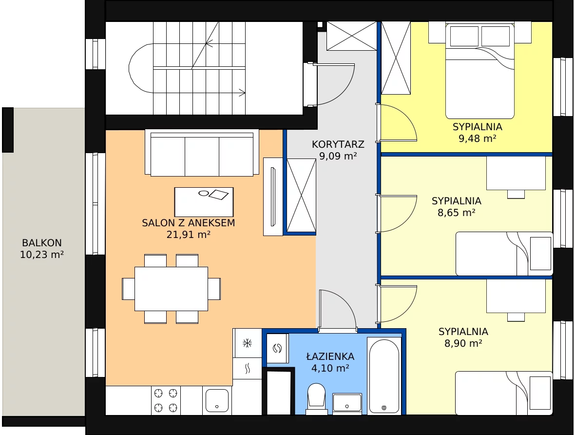 Zalety mieszkania 62.13 m², 1E/5b