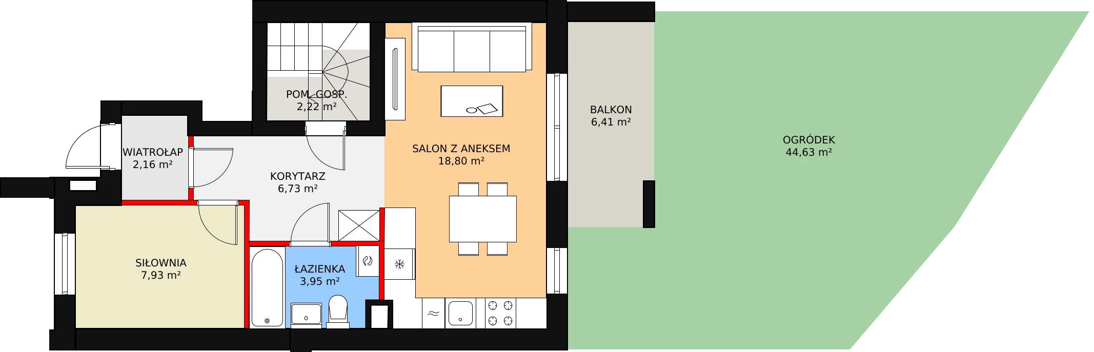 Mieszkanie 41,79 m², parter, oferta nr 1F/2a, Budziwojska 3, Rzeszów, Budziwój, ul. Budziwojska 3