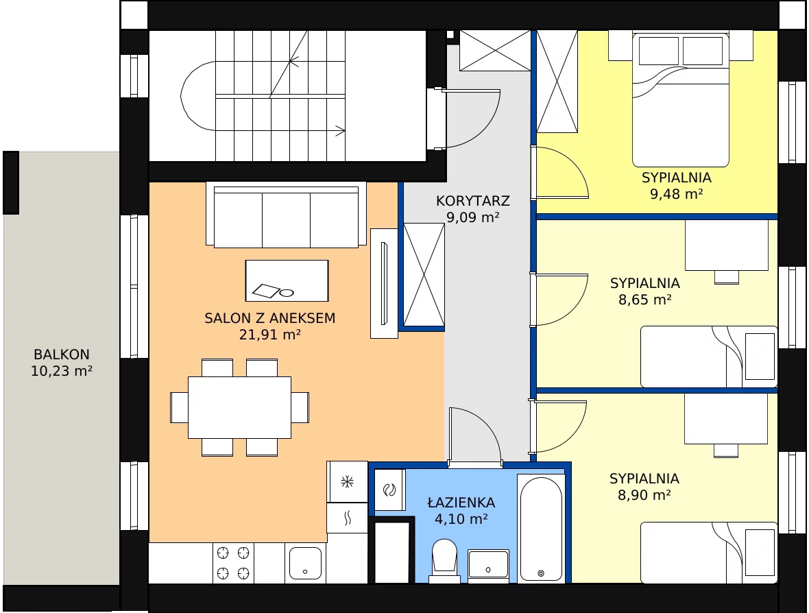 Zalety mieszkania 62.13 m², 1G/2b