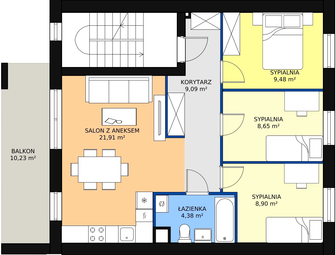 Zalety mieszkania 62.41 m², 1G/4a