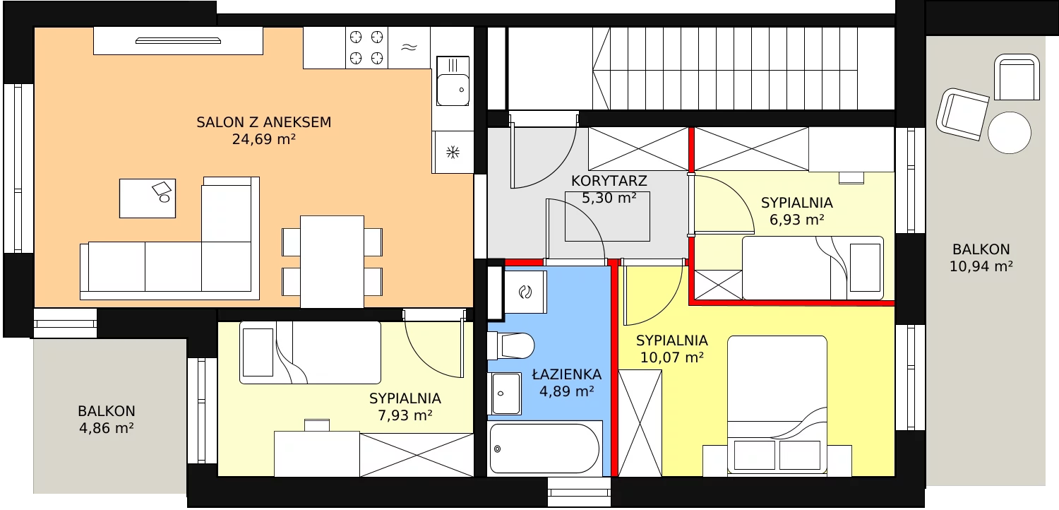 4 pokoje, mieszkanie 99,82 m², piętro 1, oferta nr A2, Nove Monte Cassino, Przemyśl, Winna Góra, ul. Monte Cassino