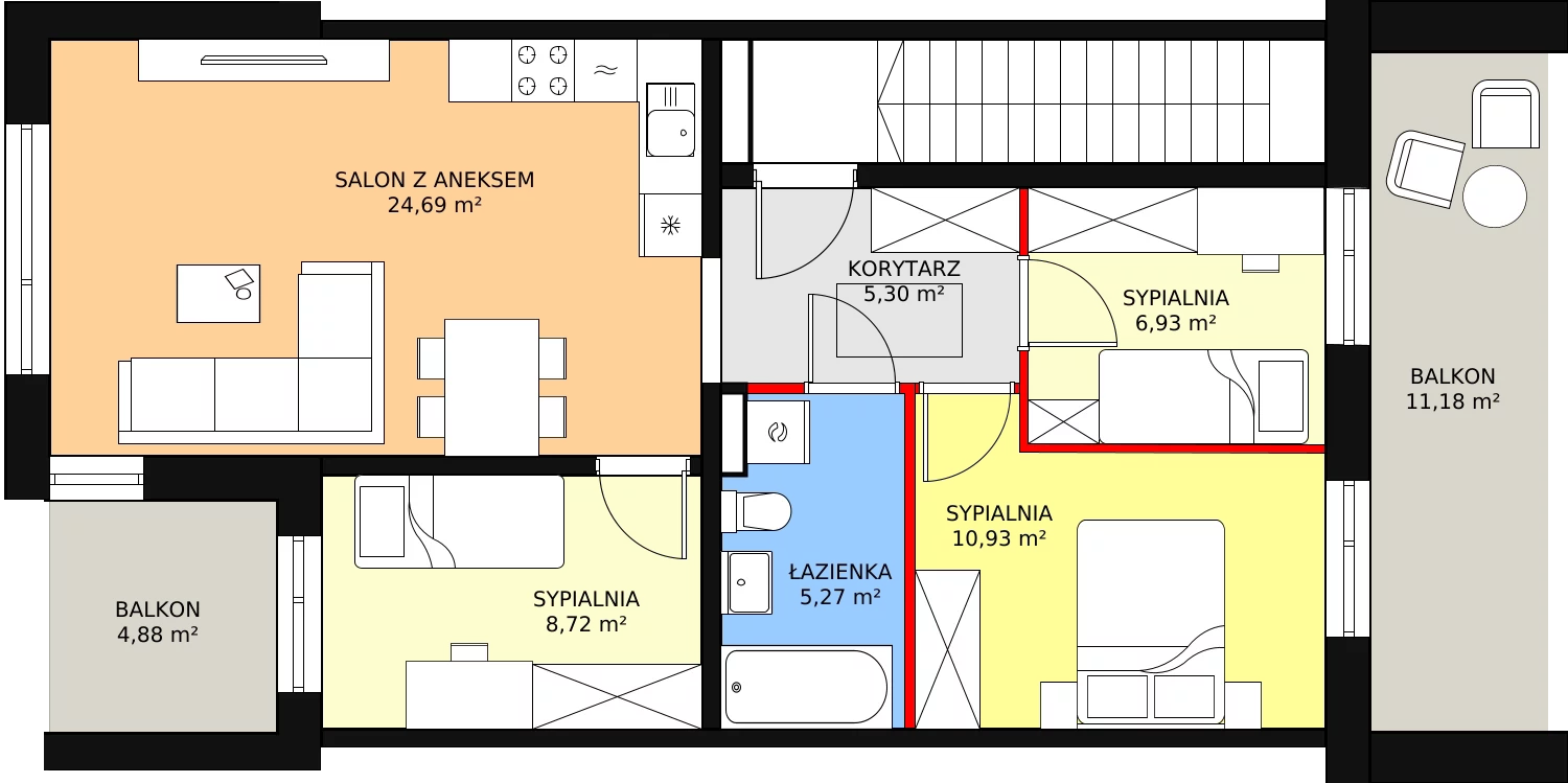 4 pokoje, mieszkanie 102,98 m², piętro 1, oferta nr A4, Nove Monte Cassino, Przemyśl, Winna Góra, ul. Monte Cassino