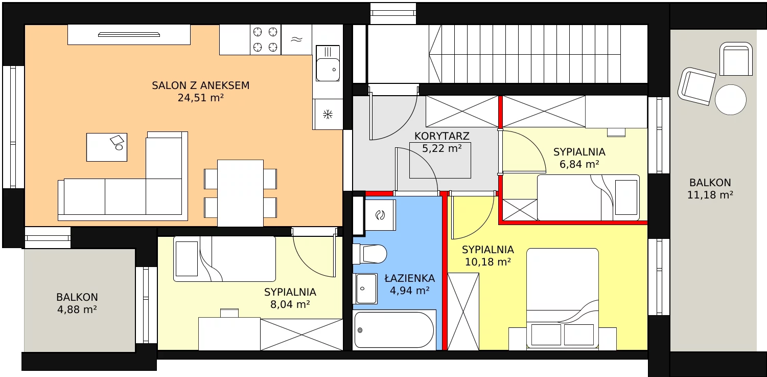 4 pokoje, mieszkanie 99,69 m², piętro 1, oferta nr A12, Nove Monte Cassino, Przemyśl, Winna Góra, ul. Monte Cassino