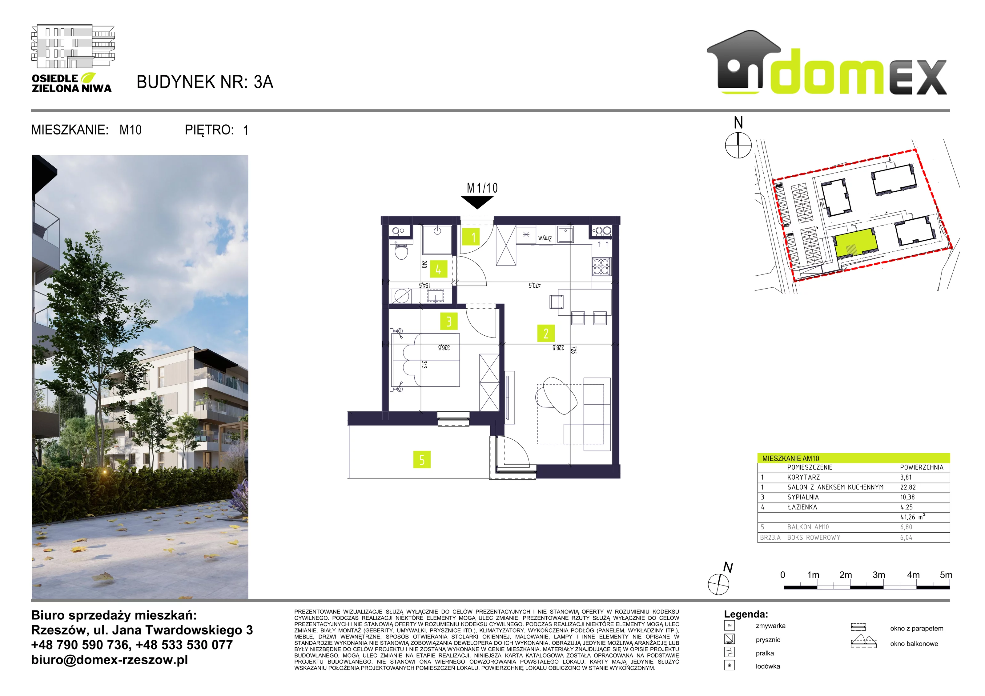 Mieszkanie 41,26 m², piętro 1, oferta nr 10A, Osiedle Zielona Niwa, Głogów Małopolski, ul. Tadeusza Kościuszki 