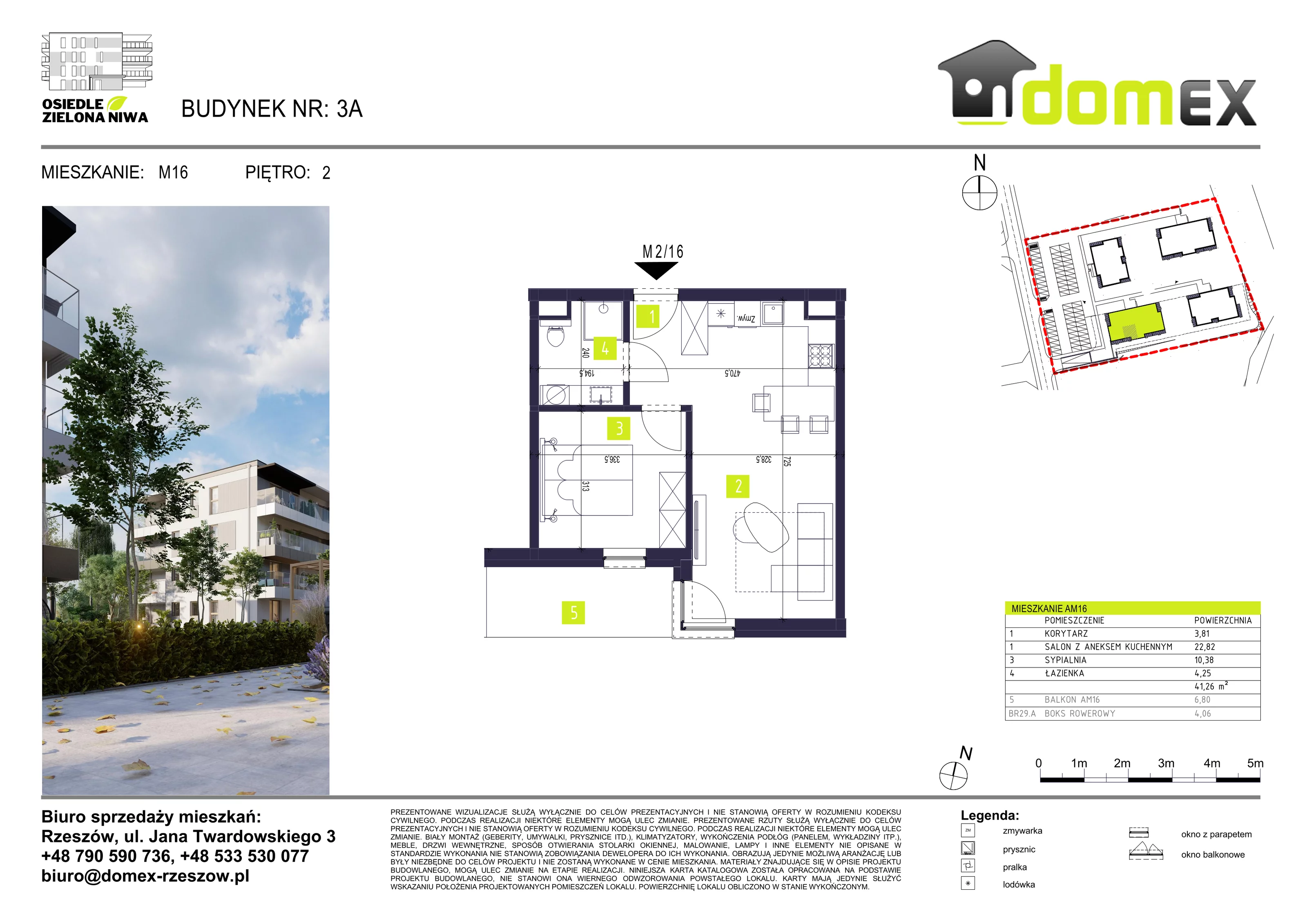 Mieszkanie 41,26 m², piętro 2, oferta nr 16A, Osiedle Zielona Niwa, Głogów Małopolski, ul. Tadeusza Kościuszki 