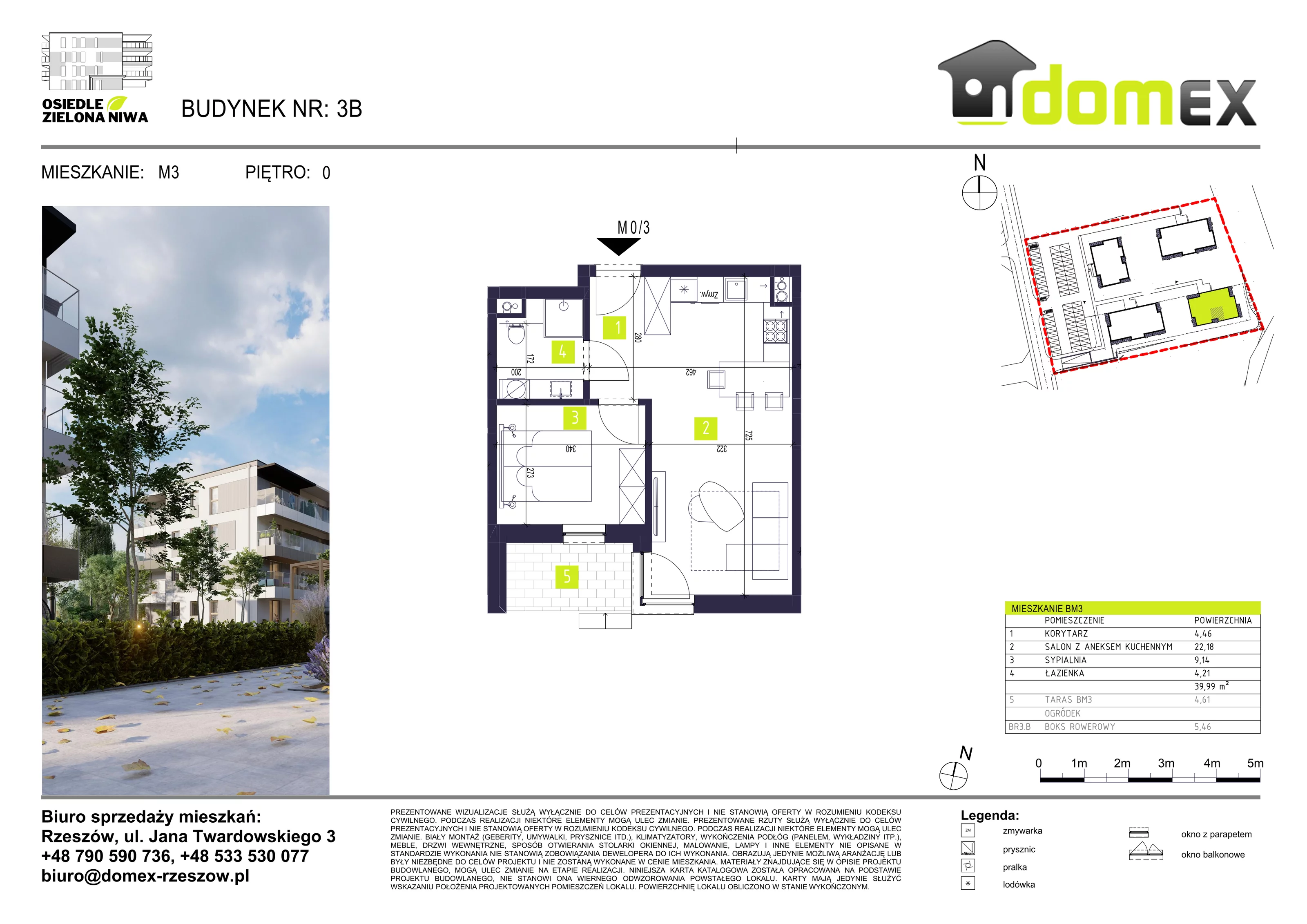 Mieszkanie 39,99 m², parter, oferta nr 3B, Osiedle Zielona Niwa, Głogów Małopolski, ul. Tadeusza Kościuszki 