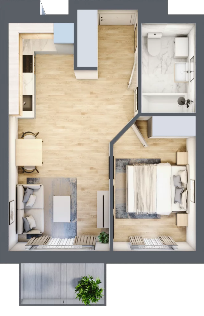 2 pokoje, mieszkanie 37,44 m², piętro 3, oferta nr 45, Pulse, Bydgoszcz, Wzgórze Wolności, ul. Wojska Polskiego