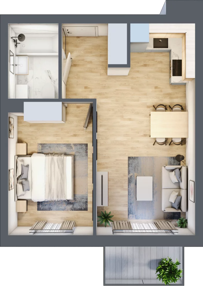 2 pokoje, mieszkanie 39,21 m², piętro 5, oferta nr 60, Pulse, Bydgoszcz, Wzgórze Wolności, ul. Wojska Polskiego