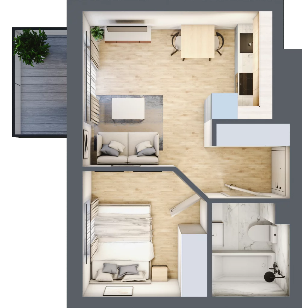 2 pokoje, mieszkanie 29,46 m², piętro 1, oferta nr 4, Pulse, Bydgoszcz, Wzgórze Wolności, ul. Wojska Polskiego