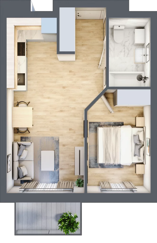 2 pokoje, mieszkanie 37,44 m², piętro 2, oferta nr 38, Pulse, Bydgoszcz, Wzgórze Wolności, ul. Wojska Polskiego