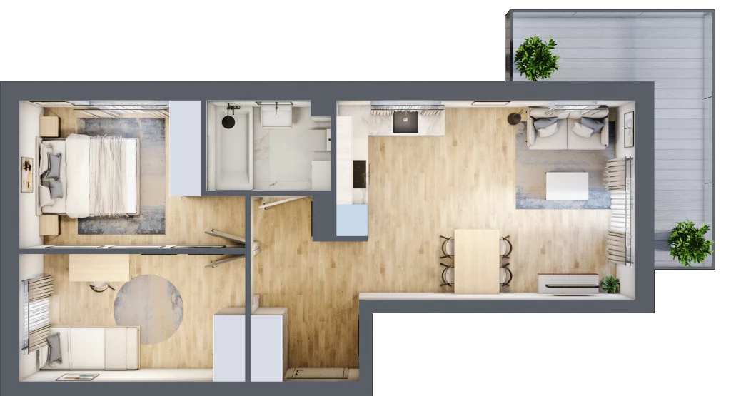 3 pokoje, mieszkanie 52,58 m², piętro 2, oferta nr 8, Pulse, Bydgoszcz, Wzgórze Wolności, ul. Wojska Polskiego