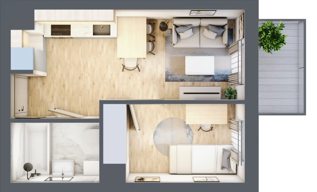 2 pokoje, mieszkanie 28,18 m², piętro 3, oferta nr 43, Pulse, Bydgoszcz, Wzgórze Wolności, ul. Wojska Polskiego