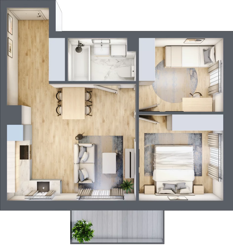 3 pokoje, mieszkanie 48,57 m², piętro 1, oferta nr 30, Pulse, Bydgoszcz, Wzgórze Wolności, ul. Wojska Polskiego