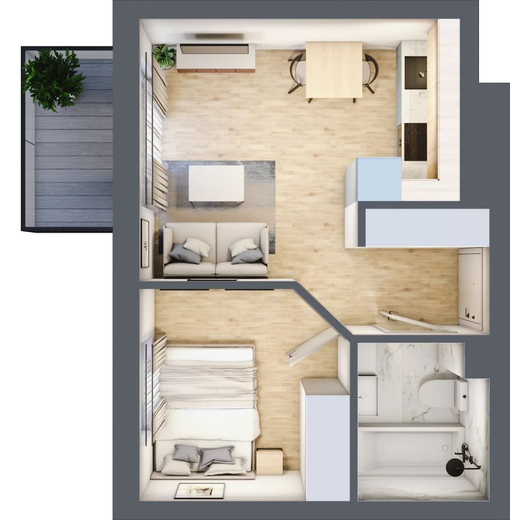 2 pokoje, mieszkanie 29,46 m², piętro 3, oferta nr 14, Pulse, Bydgoszcz, Wzgórze Wolności, ul. Wojska Polskiego
