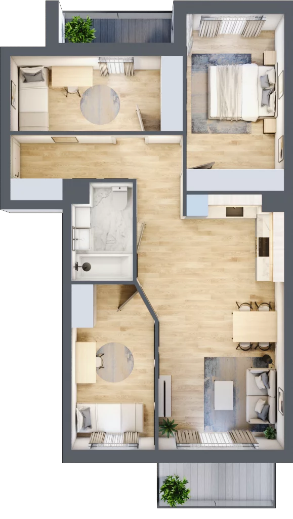 4 pokoje, mieszkanie 71,95 m², piętro 1, oferta nr 7, Pulse, Bydgoszcz, Wzgórze Wolności, ul. Wojska Polskiego