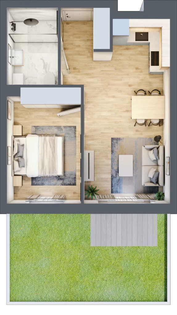 2 pokoje, mieszkanie 40,74 m², parter, oferta nr 24, Pulse, Bydgoszcz, Wzgórze Wolności, ul. Wojska Polskiego
