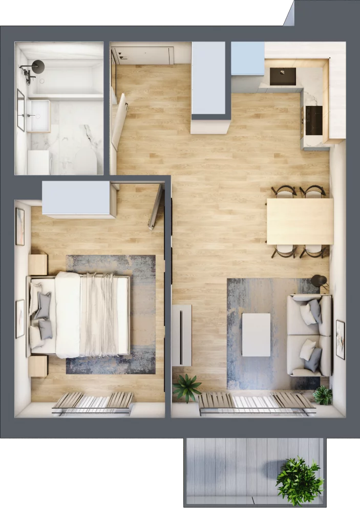 2 pokoje, mieszkanie 39,21 m², piętro 6, oferta nr 68, Pulse, Bydgoszcz, Wzgórze Wolności, ul. Wojska Polskiego
