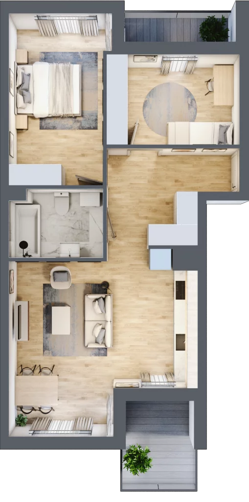 3 pokoje, mieszkanie 62,01 m², piętro 1, oferta nr 33, Pulse, Bydgoszcz, Wzgórze Wolności, ul. Wojska Polskiego