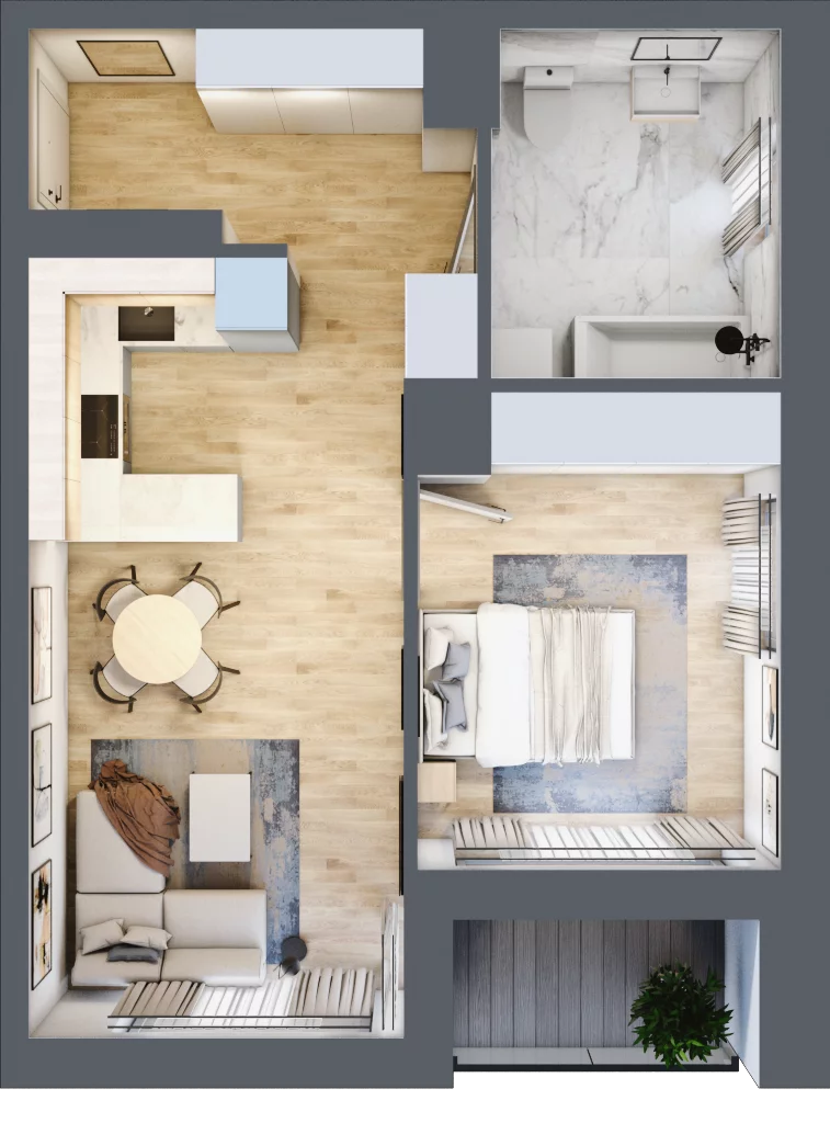 2 pokoje, mieszkanie 45,77 m², piętro 2, oferta nr 18, Boutique, Niemcz, ul. Władysława Reymonta