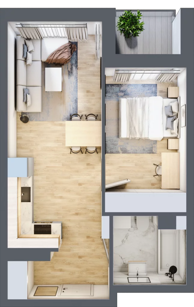 2 pokoje, mieszkanie 40,78 m², piętro 2, oferta nr 16, Boutique, Niemcz, ul. Władysława Reymonta