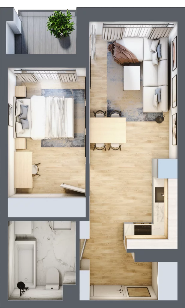 2 pokoje, mieszkanie 40,93 m², piętro 2, oferta nr 15, Boutique, Niemcz, ul. Władysława Reymonta