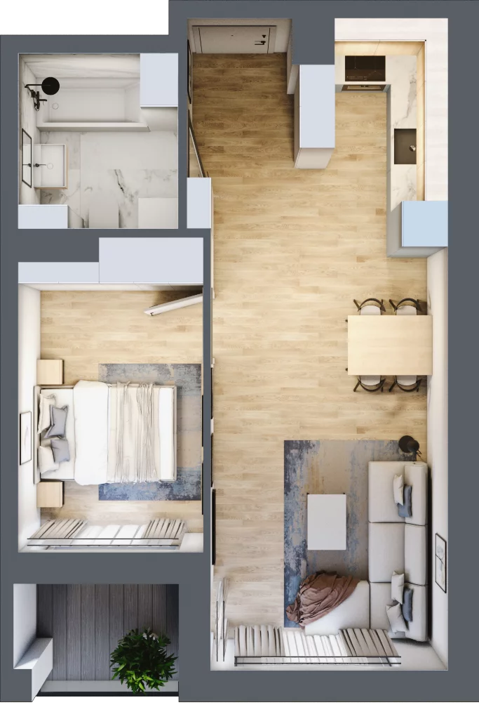 2 pokoje, mieszkanie 41,84 m², piętro 1, oferta nr 5, Boutique, Niemcz, ul. Władysława Reymonta