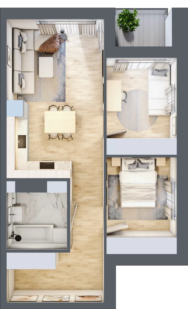 3 pokoje, mieszkanie 53,68 m², piętro 1, oferta nr 10, Boutique, Niemcz, ul. Władysława Reymonta