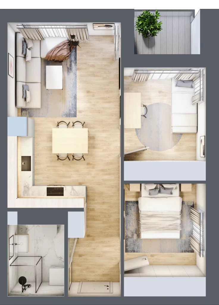 3 pokoje, mieszkanie 47,50 m², piętro 2, oferta nr 17, Boutique, Niemcz, ul. Władysława Reymonta