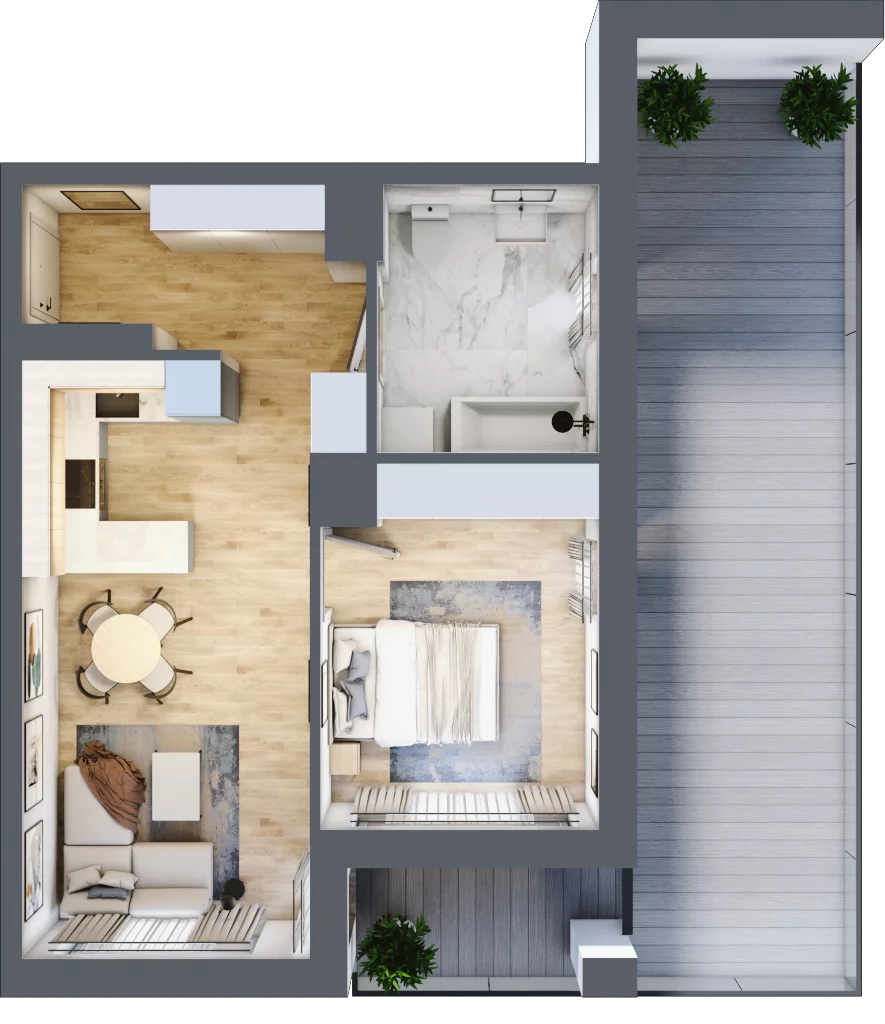 2 pokoje, mieszkanie 45,79 m², piętro 1, oferta nr 11, Boutique, Niemcz, ul. Władysława Reymonta