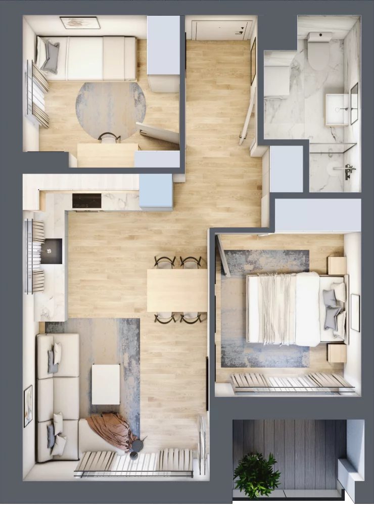 3 pokoje, mieszkanie 46,35 m², piętro 2, oferta nr 13, Boutique, Niemcz, ul. Władysława Reymonta