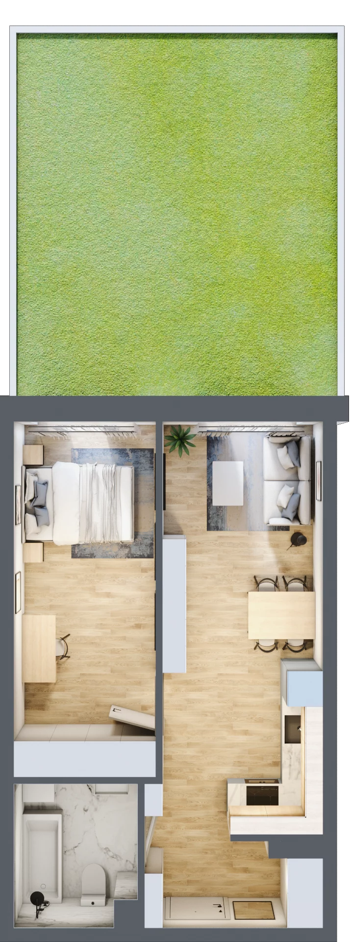 3 pokoje, mieszkanie 43,29 m², parter, oferta nr 2, Boutique, Niemcz, ul. Władysława Reymonta