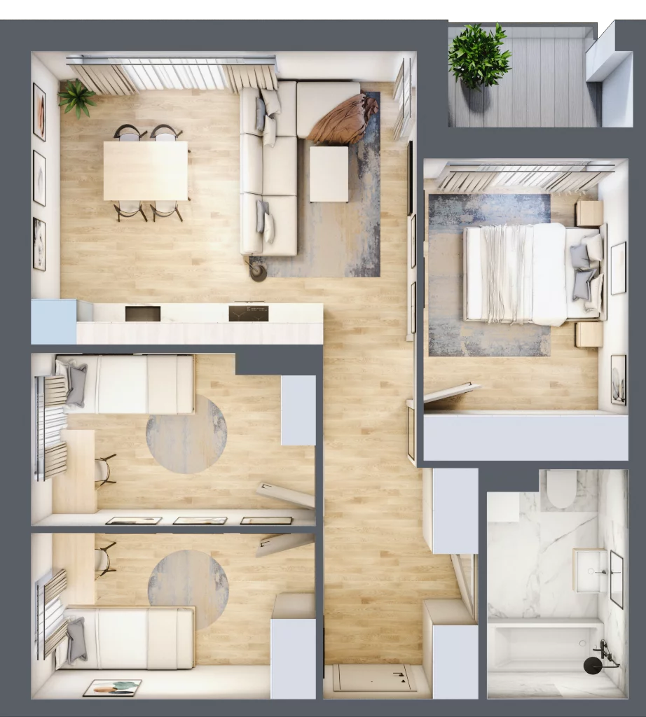 4 pokoje, mieszkanie 61,20 m², piętro 1, oferta nr 7, Boutique, Niemcz, ul. Władysława Reymonta