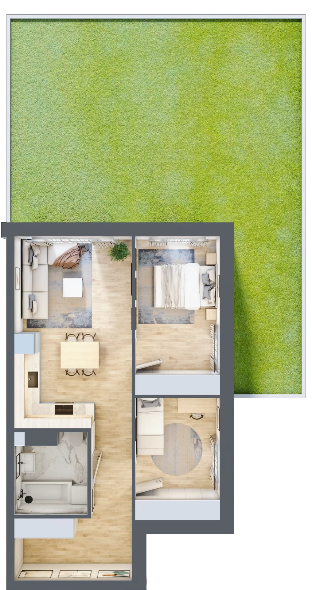 3 pokoje, mieszkanie 57,41 m², parter, oferta nr 4, Boutique, Niemcz, ul. Władysława Reymonta