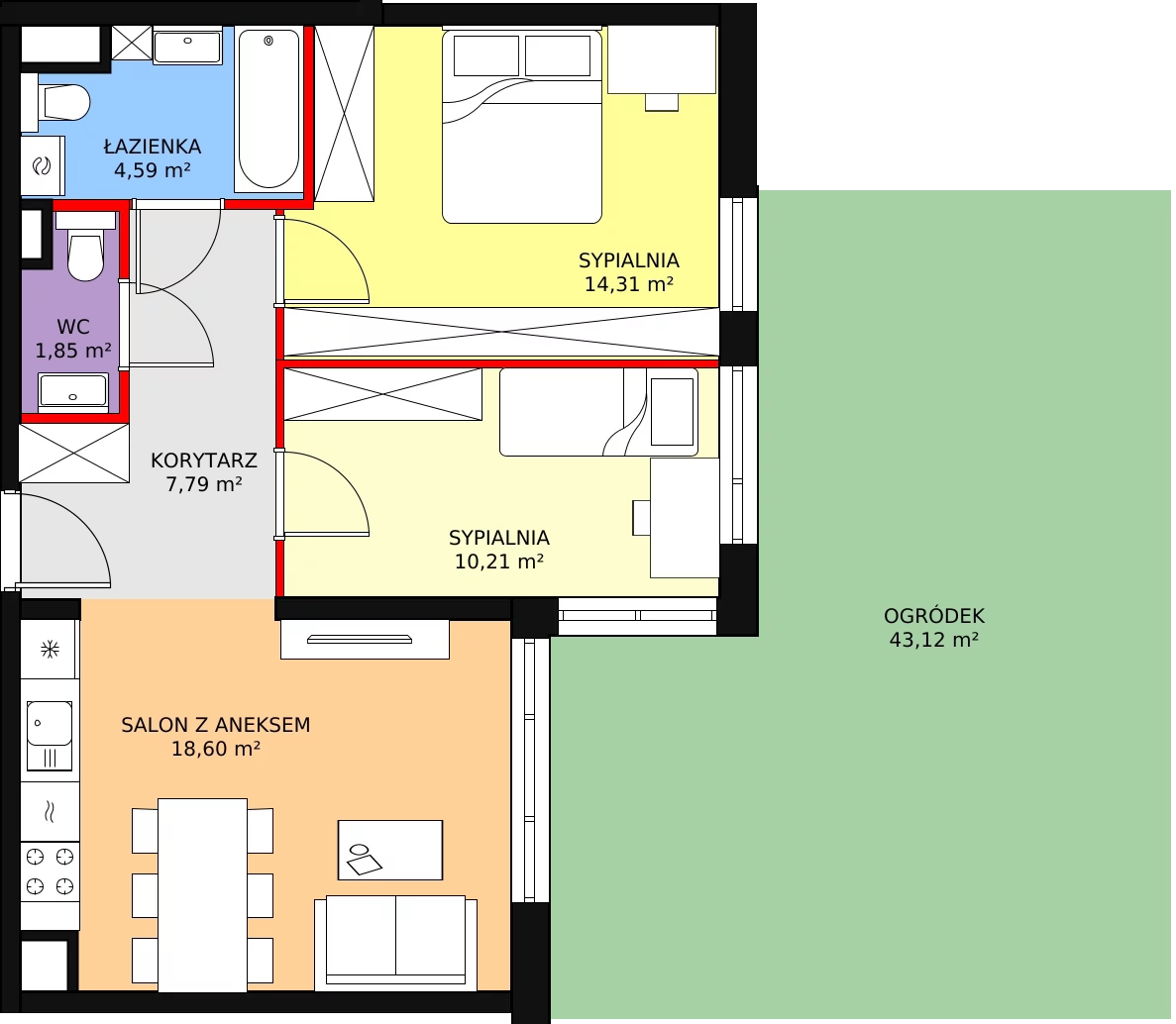 3 pokoje, mieszkanie 57,79 m², parter, oferta nr 4, Apartamenty Talarowa 3, Warszawa, Białołęka, Tarchomin, ul. Talarowa