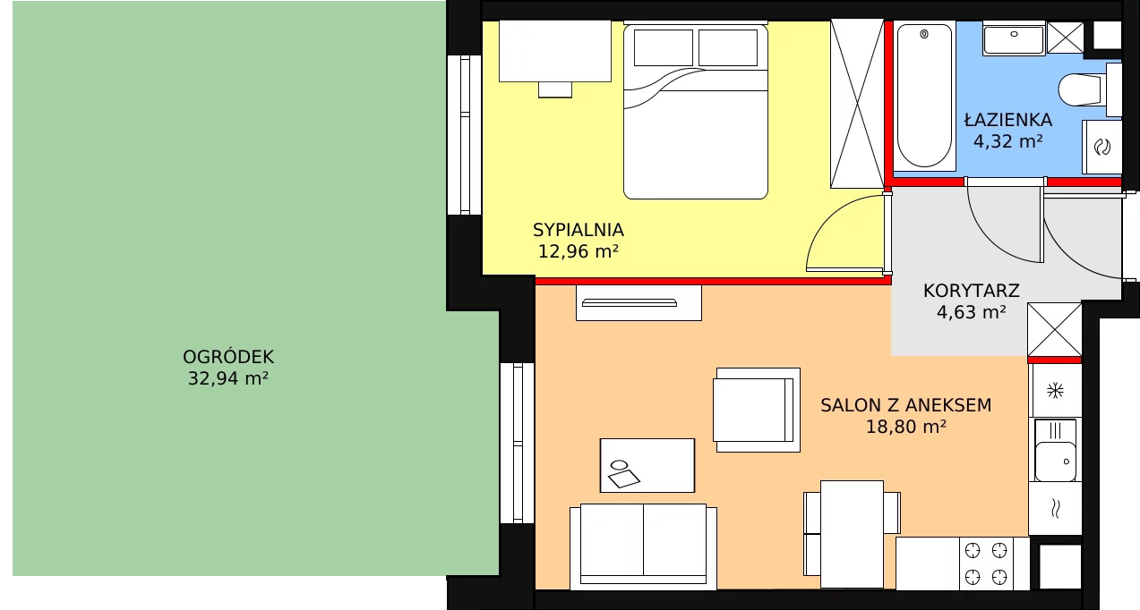 2 pokoje, mieszkanie 40,93 m², parter, oferta nr 7, Apartamenty Talarowa 3, Warszawa, Białołęka, Tarchomin, ul. Talarowa