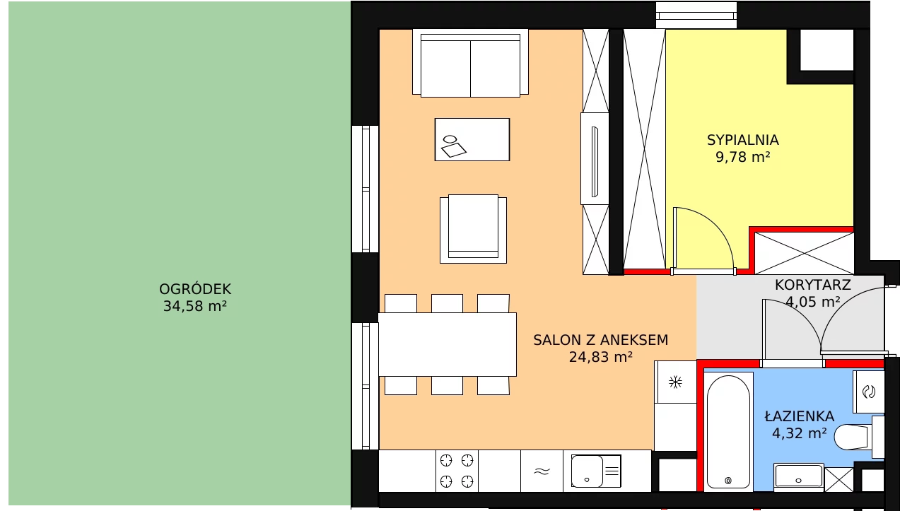 2 pokoje, mieszkanie 43,11 m², parter, oferta nr 10, Apartamenty Talarowa 3, Warszawa, Białołęka, Tarchomin, ul. Talarowa