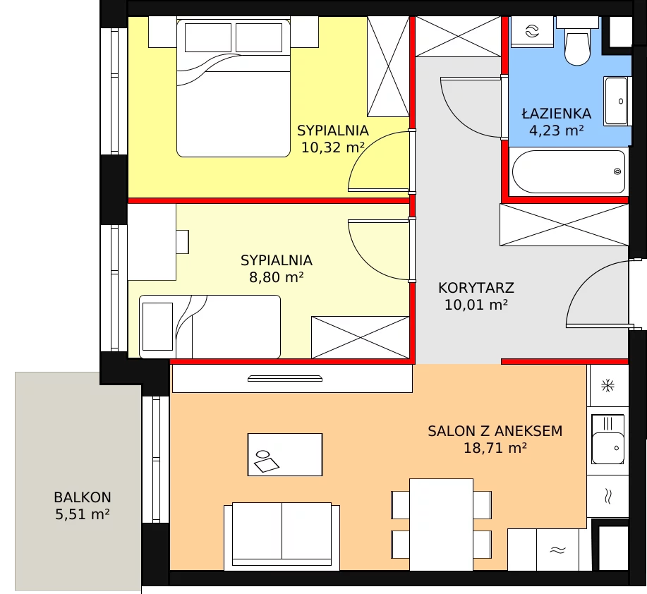 3 pokoje, mieszkanie 52,16 m², piętro 1, oferta nr 16, Apartamenty Talarowa 3, Warszawa, Białołęka, Tarchomin, ul. Talarowa